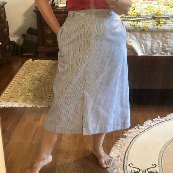 Vintage 80s Gordon of Philadelphia Blue & White Striped A Line Skirt - Picture 7 of 7